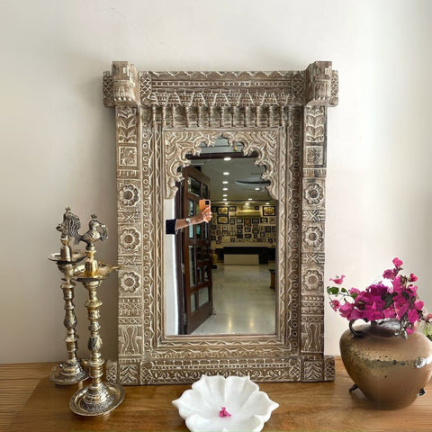 Indian Handcarved wooden Jharokha Mirror