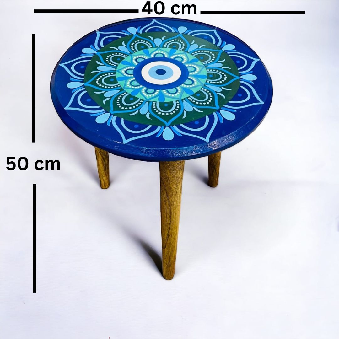 Blue Eye Hand Painted Side Table