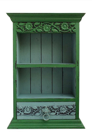 Green Hand Carved Wooden Wall Bracket