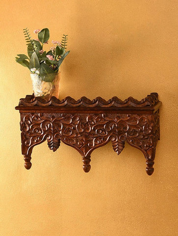 Brown Hand Carved Wooden Wall Bracket