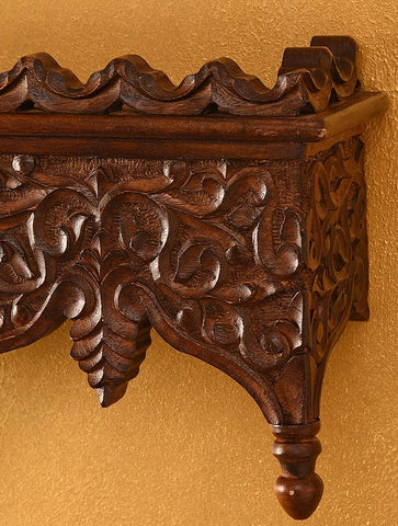 Brown Hand Carved Wooden Wall Bracket