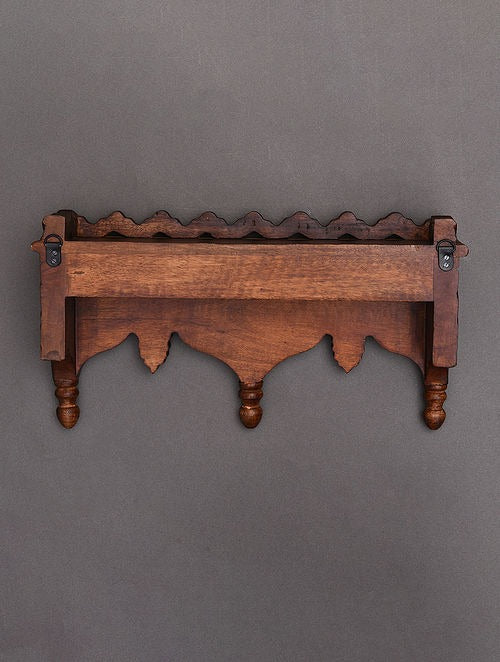 Brown Hand Carved Wooden Wall Bracket