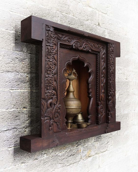 Brown Hand Carved Wooden Wall Bracket