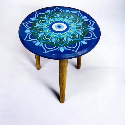 Blue Eye Hand Painted Side Table