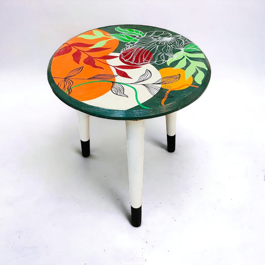 Botanical Wooden Hand Painted Side Table