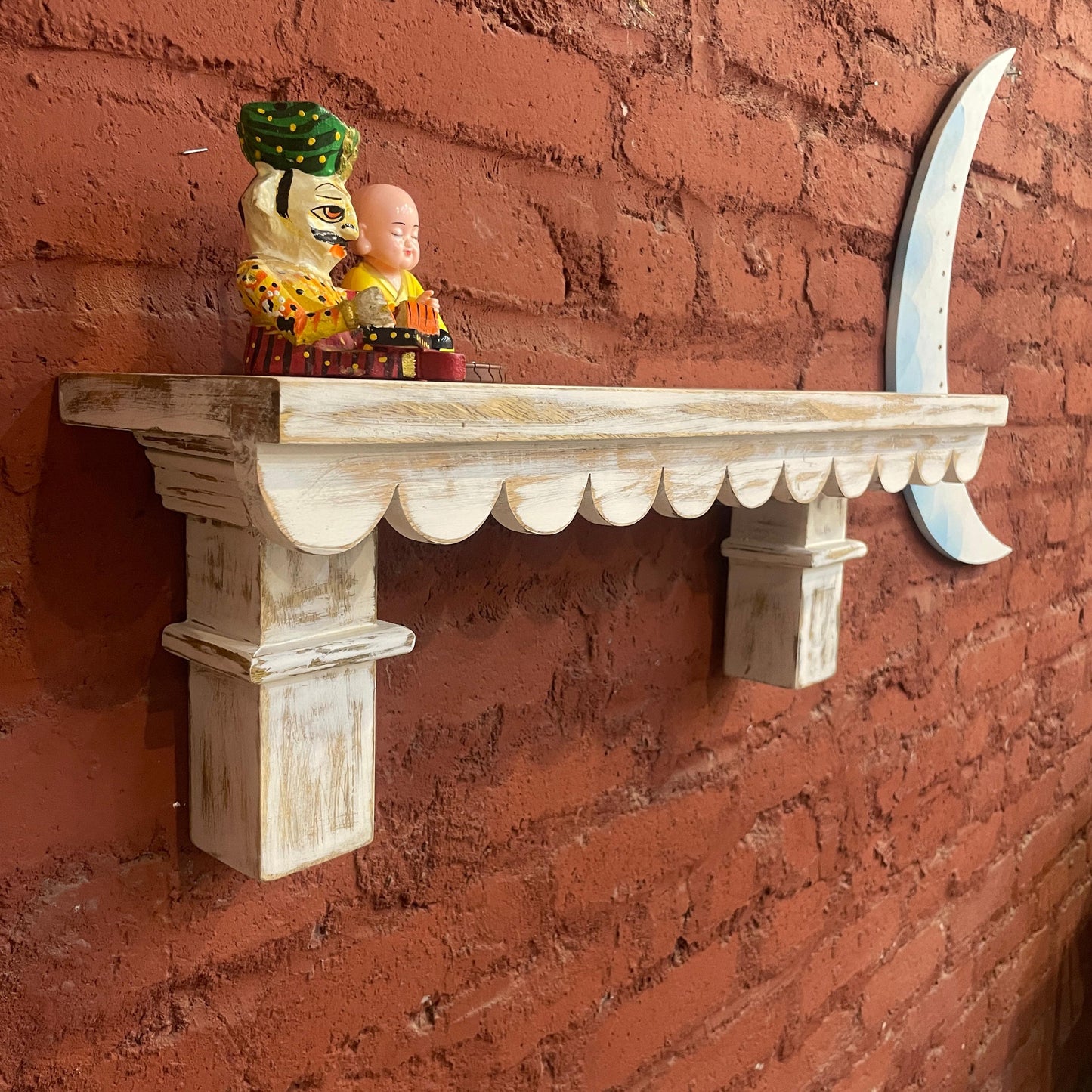 Whitewash Vintage Wall Shelf