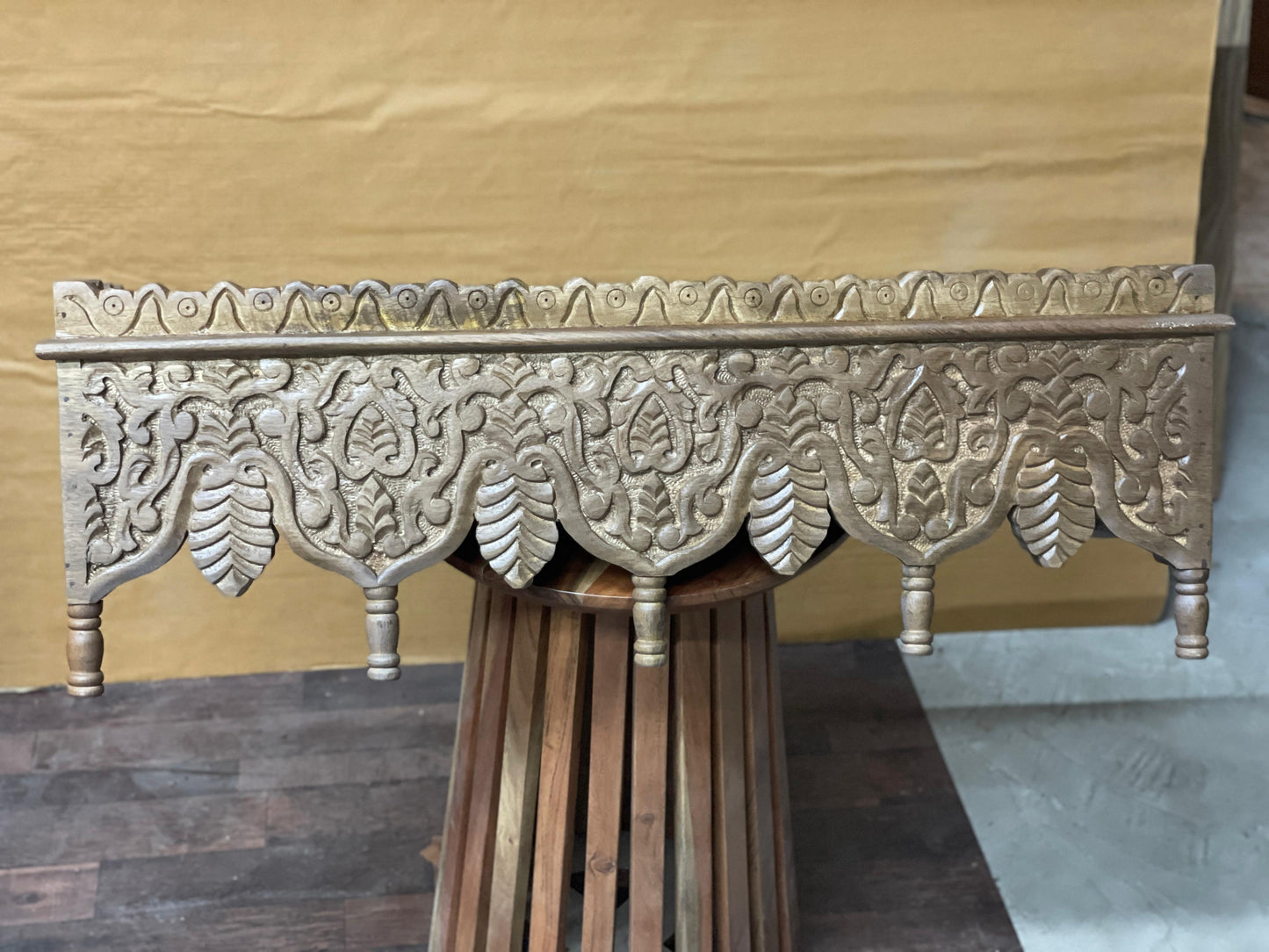 Noor Hand Carved Whitewash Wall Shelf