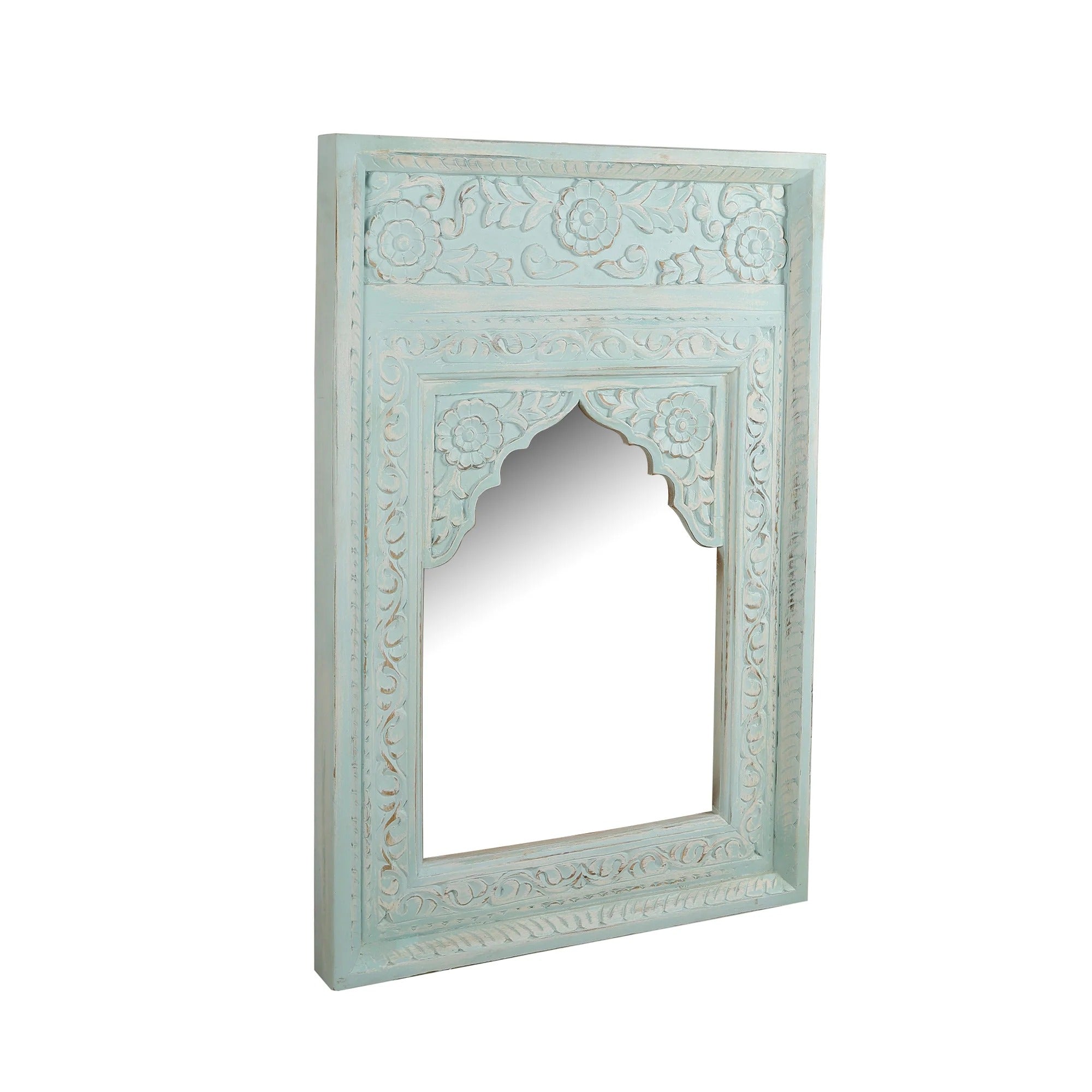 Victorian-style gold-framed mirror with ornate designs for an opulent look