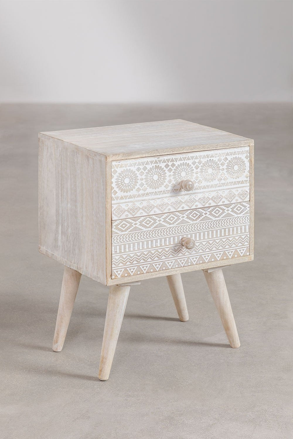 Mango Wood Bedside Table with Drawers