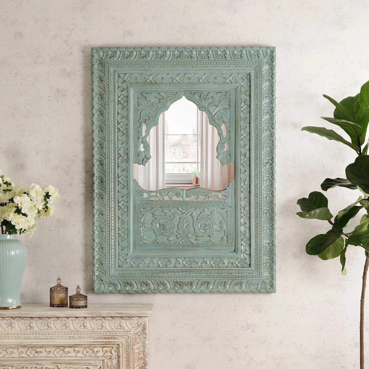 Falak Hand Carved Indian Wall Mirror