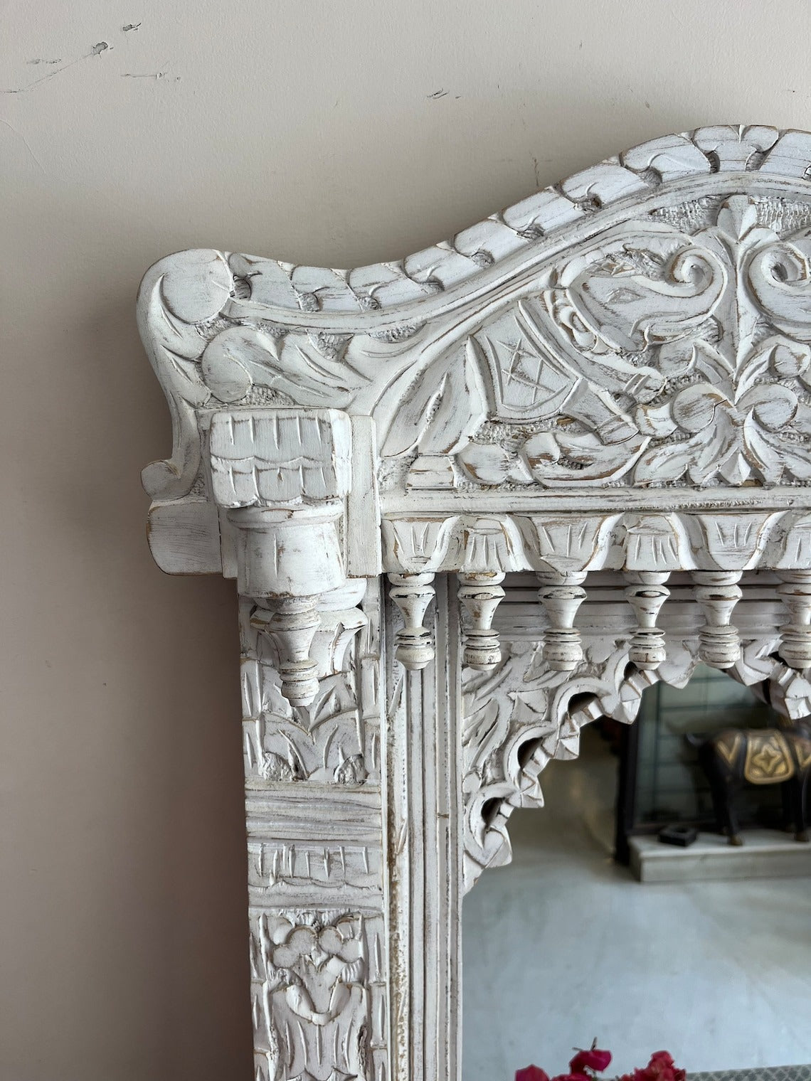 Indian Handcarved Wooden Wall Mirror | Jodhpur Vintage Style Mirror Frame