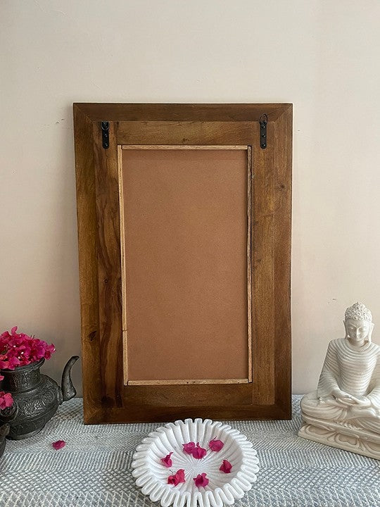 Vintage Charm: Indian Handcarved Wooden Wall Mirror