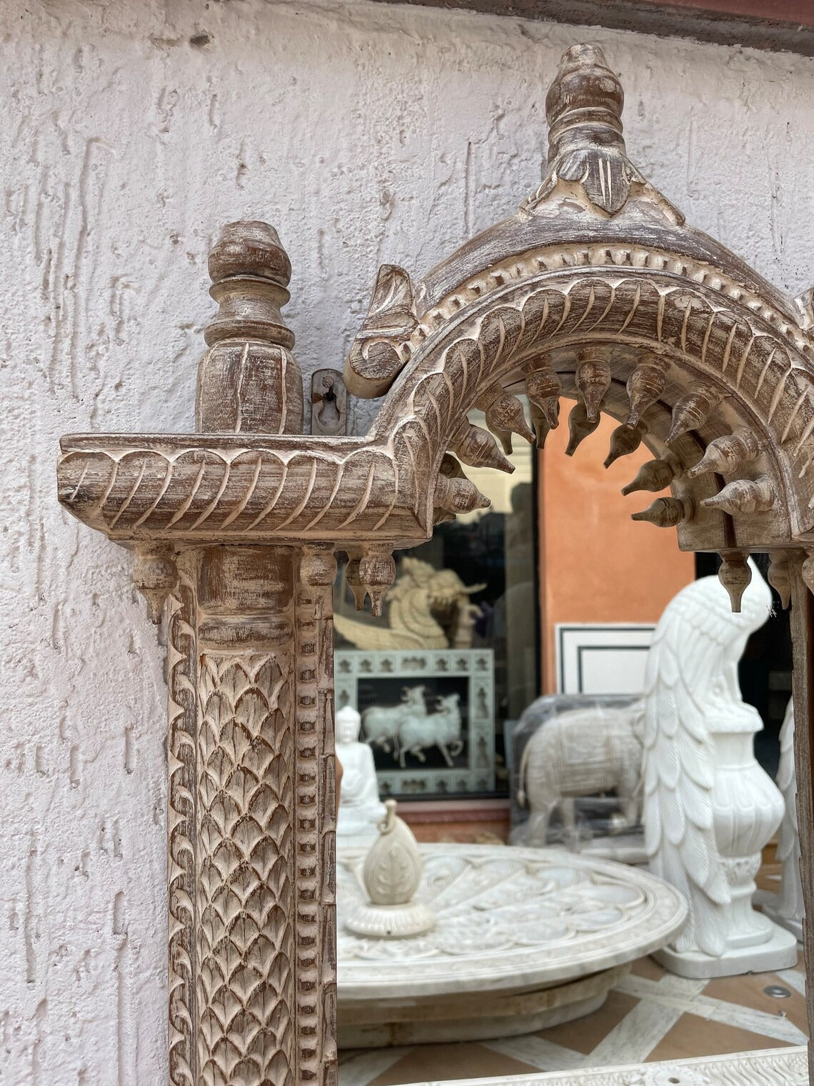 Jharokha Mirror: Distressed Rustic Elegance