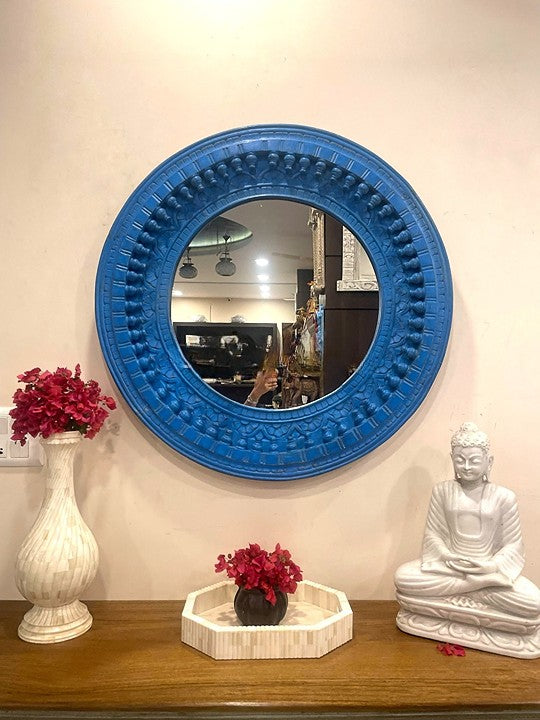 Artisan Crafted: Distressed Wooden Jharokha Wall Mirror