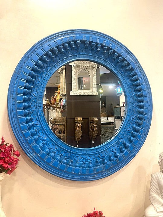 Artisan Crafted: Distressed Wooden Jharokha Wall Mirror