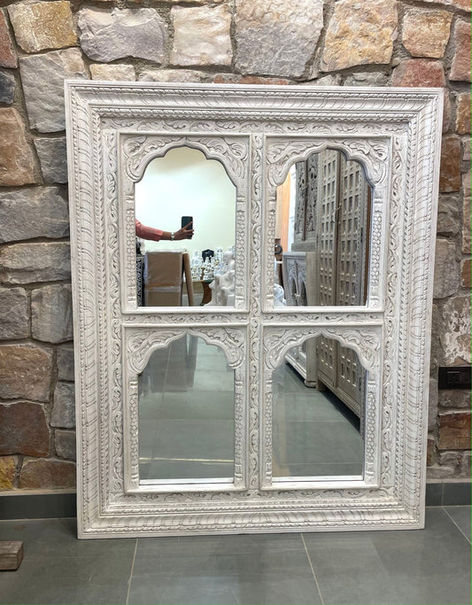 Intricately Hand Carved Indian Mirror: Adding Charm to Your Home Indian Hand carved 4 Jharokha Mirror