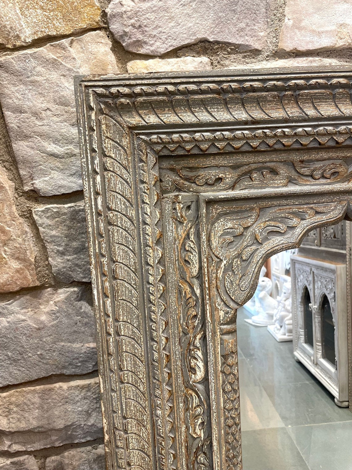 Intricately Hand Carved Indian Mirror: Adding Charm to Your Home Indian Hand carved 4 Jharokha Mirror