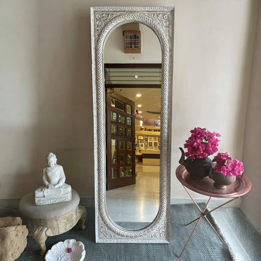 Long standing Handcarved Wooden Long Jharokha Mirror