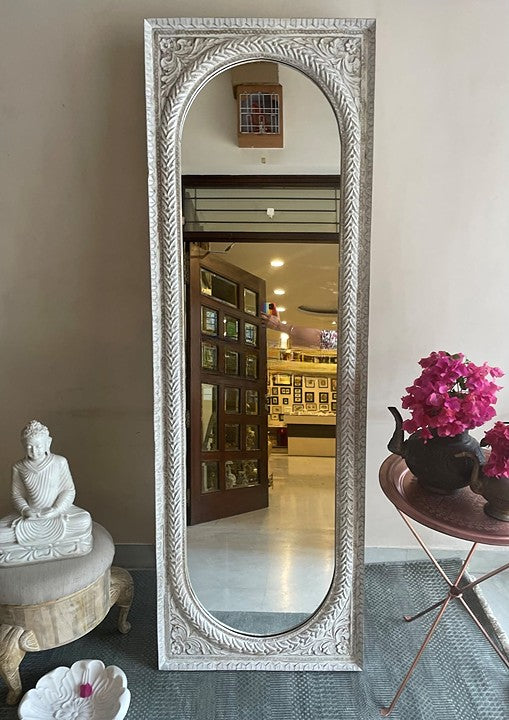 Long standing Handcarved Wooden Long Jharokha Mirror