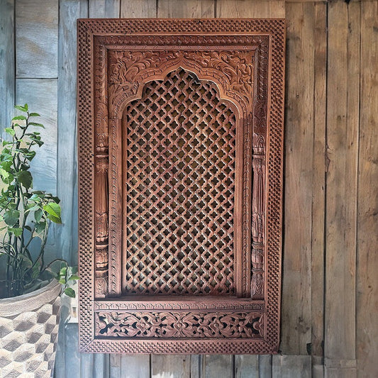 Wooden Carved Jaali Window/Panel Antique Wall Panels & Retro Mirrors: Unique Vintage Home Decor