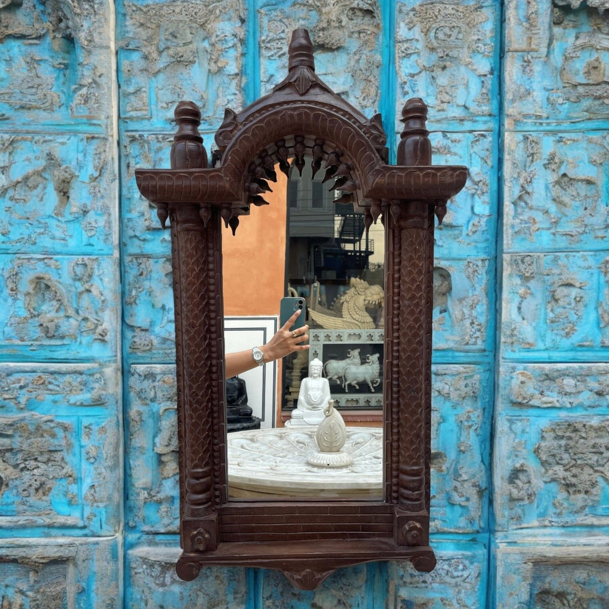 Jharokha Mirror: Distressed Rustic Elegance