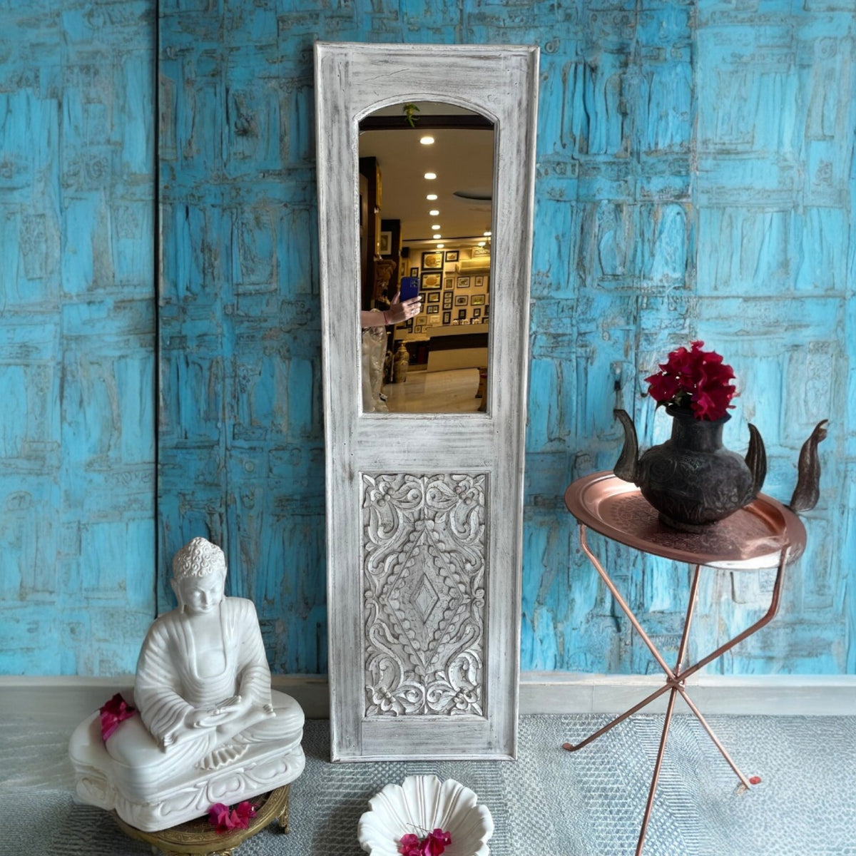 Jharokha Mirror Intricately Hand Carved: Indian Wall Decor