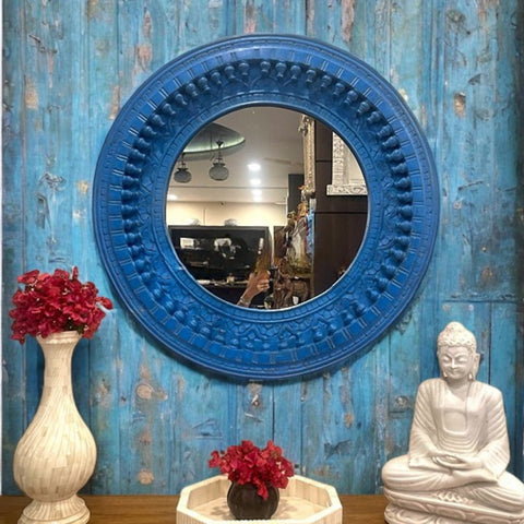 Artisan Crafted: Distressed Wooden Jharokha Wall Mirror