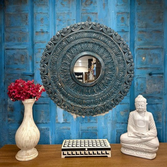 Heritage Inspired: Handcarved Indian Round Jharokha Wall Decor