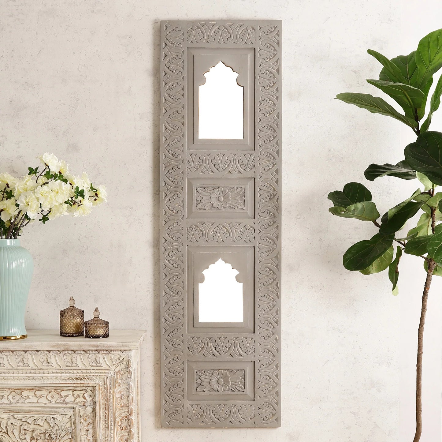 Alankrit Hand Carved Wall Mirror