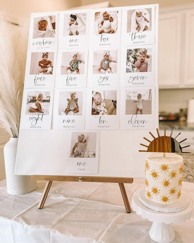 First Birthday Photo Banner, 1st Birthday Photo Banner, Modern Minimalist Monthly Milestone Photo Cards, Gender Neutral Photo Cards JOLIE