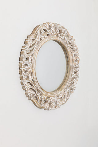 Round Mango Wood Wall Mirror