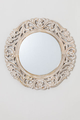 Round Mango Wood Wall Mirror